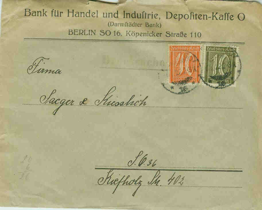Briefkopf Bank f&uuml;r Handel und Industrie; K&ouml;penicker Stra&szlig;e 110