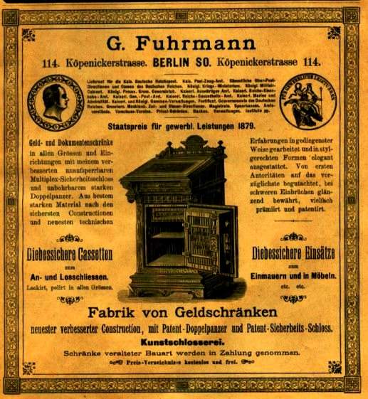 G.Fuhrmann Fabrik von Geldschränken