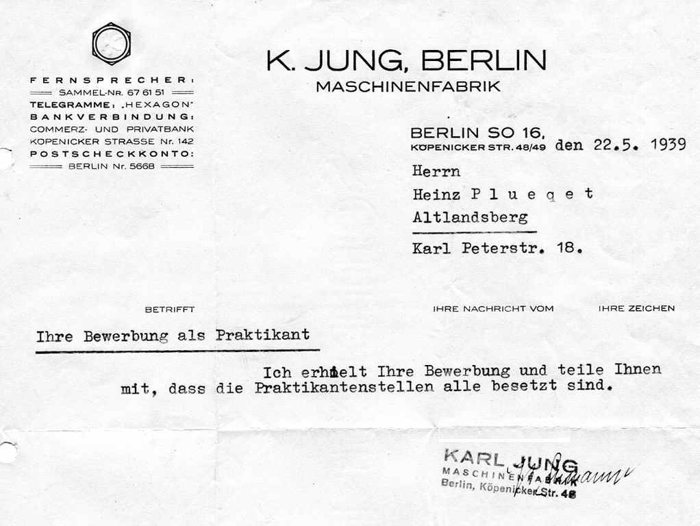 Karl Jung Briefkopf