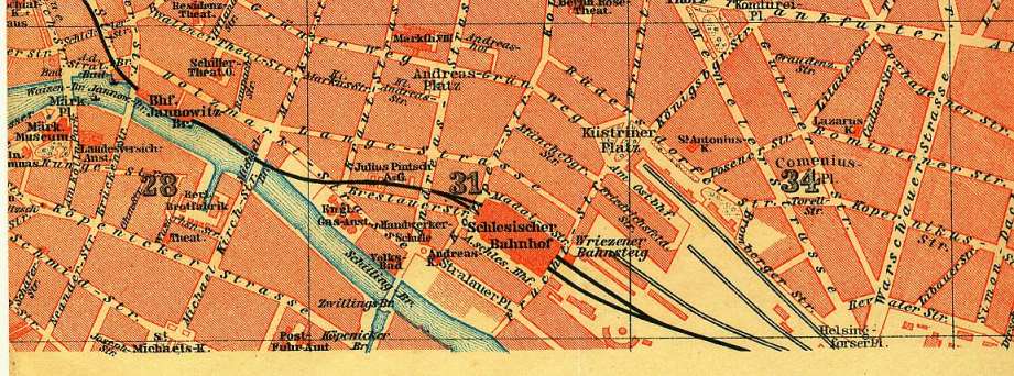 Plan der Köpenicker Straße bis zur Schillingsbrücke