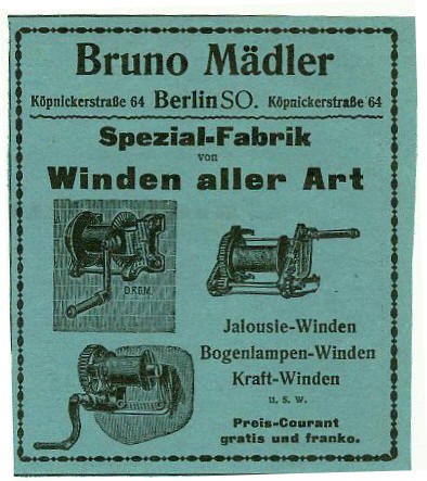 Werbeanzeige Bruno Mädler 1908